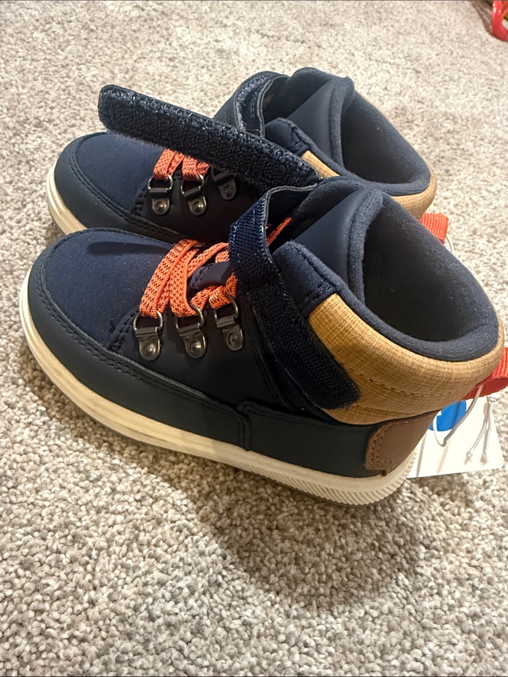 Cat & Jack Navy High-Top Sneakers with Orange Laces